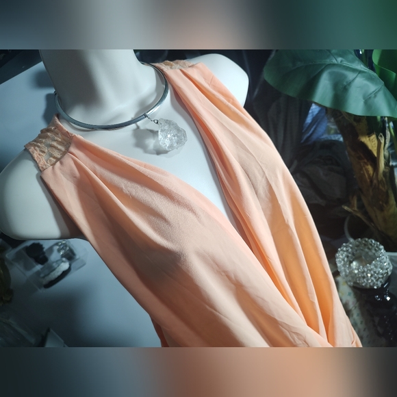 U2B Coral Orange Draped Cross Collar Lace Back Surplice Neck Tank Top 2X - Picture 1 of 9